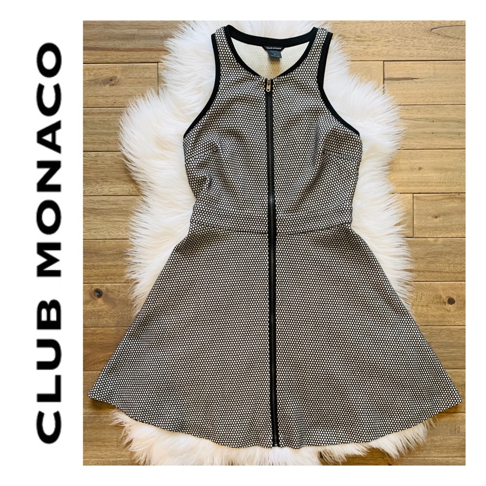 Club Monaco Black & Beige Zipper Dress